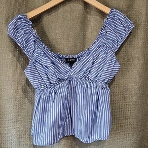 A. Byer Women's Blue and White Striped Blouse